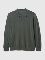 Grün - Polo-Pullover aus Merinowolle - Bild 4 von 5