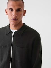 Gap Black Zip Up Knit Bomber Jacket - Image 4 of 5