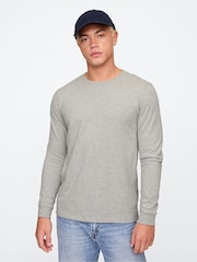 Gap Grey Long Sleeve Everyday 100% Cotton Crew Neck T-Shirt - Image 1 of 4