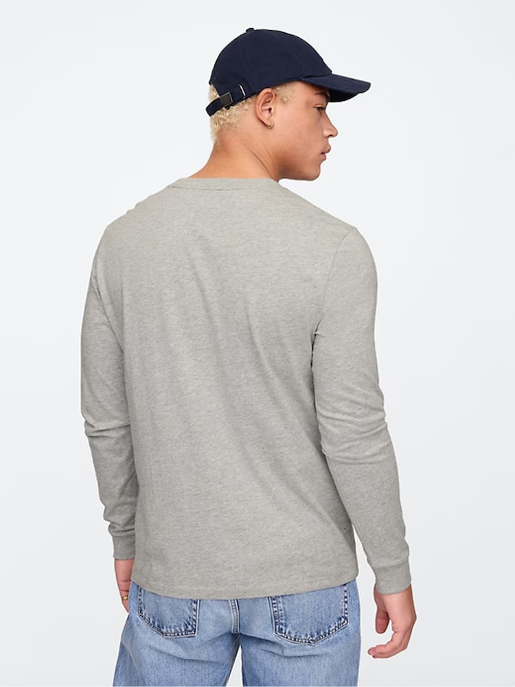 Gap Grey Long Sleeve Everyday 100% Cotton Crew Neck T-Shirt - Image 2 of 4