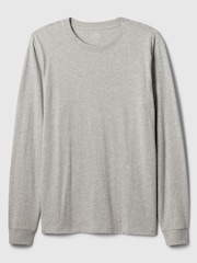 Gap Grey Long Sleeve Everyday 100% Cotton Crew Neck T-Shirt - Image 4 of 4