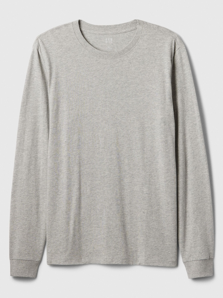 Gap Grey Long Sleeve Everyday 100% Cotton Crew Neck T-Shirt - Image 4 of 4