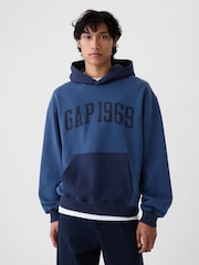 Gap Blue Heavyweight Athletic 1969 Logo Hoodie - Image 1 of 8