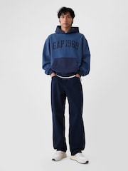 Gap Blue Heavyweight Athletic 1969 Logo Hoodie - Image 3 of 8