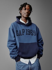 Gap Blue Heavyweight Athletic 1969 Logo Hoodie - Image 5 of 8