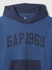 Gap Blue Heavyweight Athletic 1969 Logo Hoodie - Image 8 of 8
