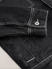 Black Contrast Stitched Denim Jacket - Image 10 of 10