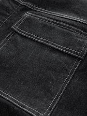 Black Contrast Stitched Denim Jacket - Image 9 of 10