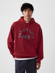 Gap Burgundy Red Heavyweight Athletic Logo Hoodie - Image 1 of 5