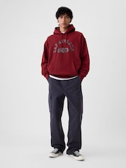 Gap Burgundy Red Heavyweight Athletic Logo Hoodie - Image 3 of 5