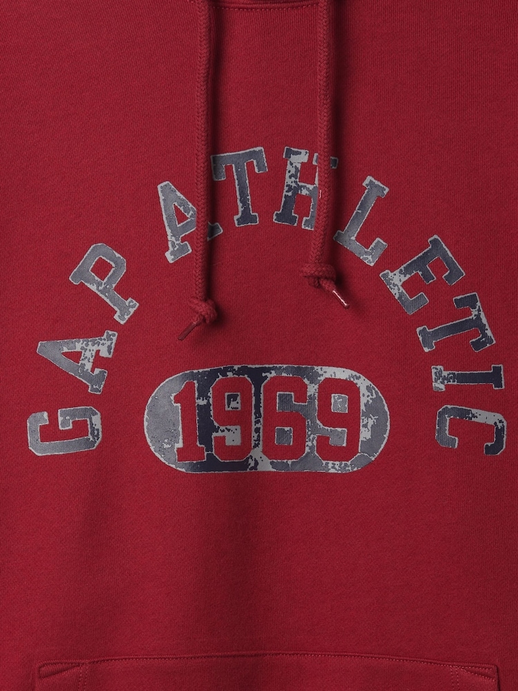 Gap Burgundy Red Heavyweight Athletic Logo Hoodie - Image 5 of 5