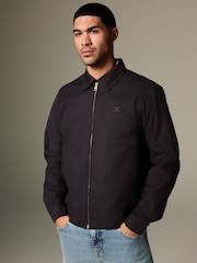 Navy Collared Harrington Jacket - Image 4 of 7