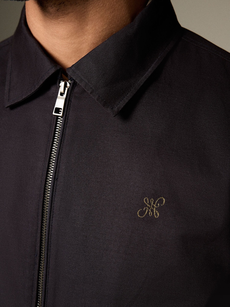 Navy Collared Harrington Jacket - Image 5 of 7