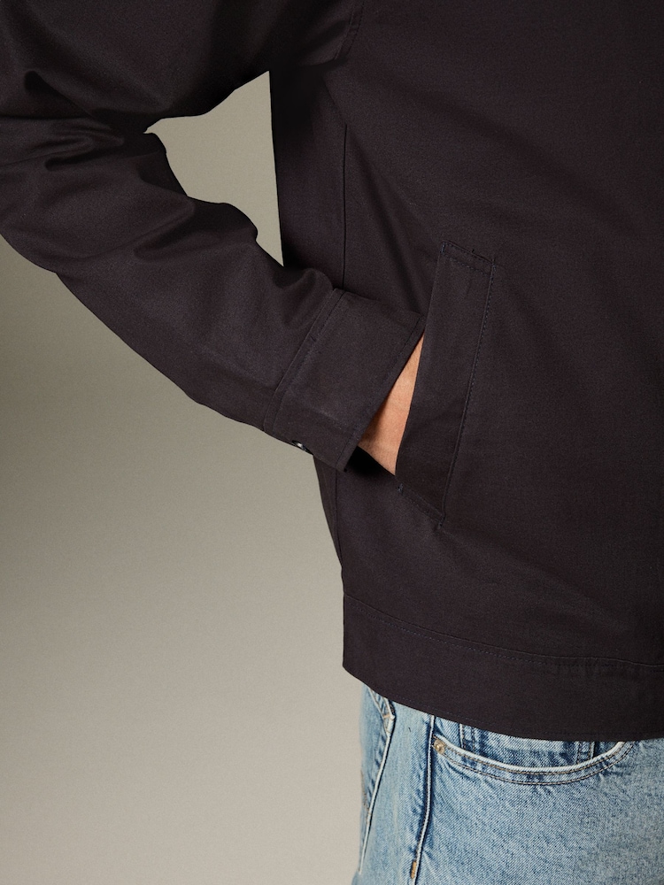 Navy Collared Harrington Jacket - Image 6 of 7