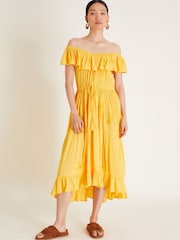 Monsoon Yellow Avani Bardot Dress - Image 1 of 6