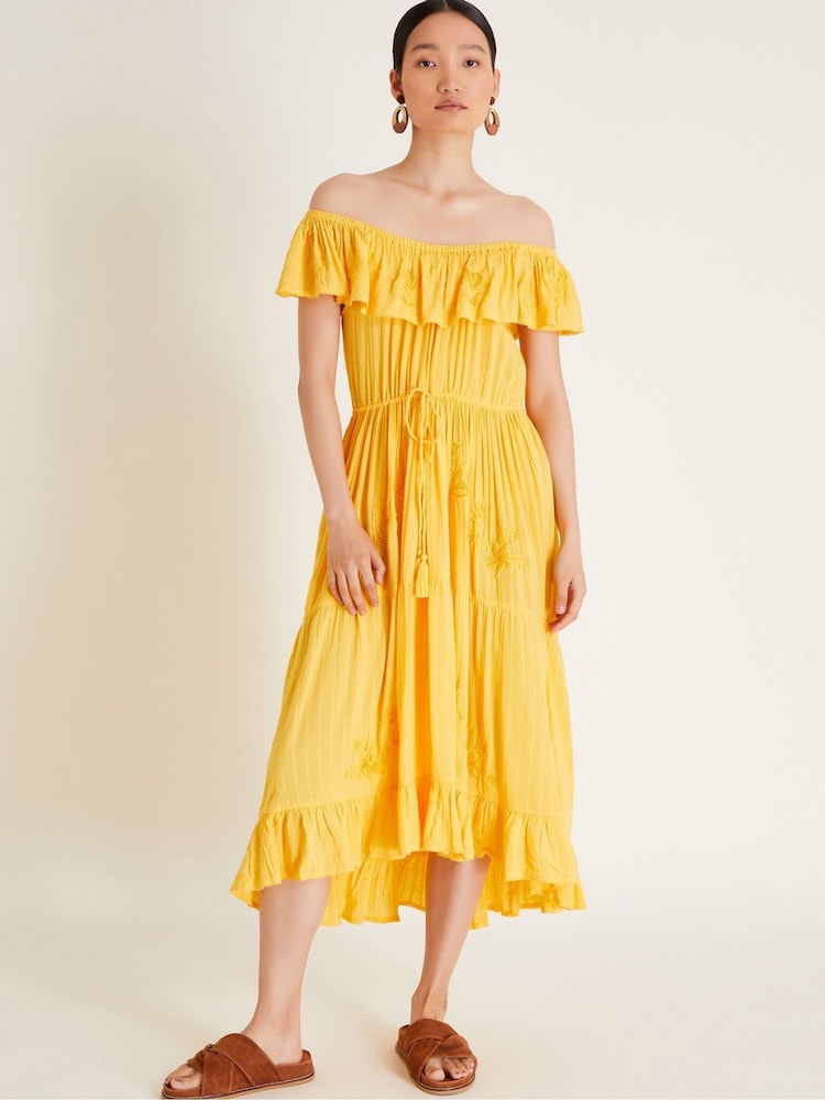 Monsoon Yellow Avani Bardot Dress - Image 1 of 6