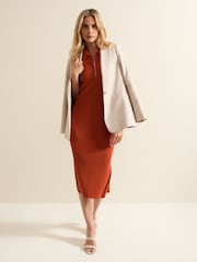 Phase Eight Orange Perrie Ribbed Zip Midi Dress - Image 2 of 5
