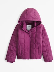 Abercrombie & Fitch Purple Lightweight Cropped Puffer Jacket - Image 1 of 3