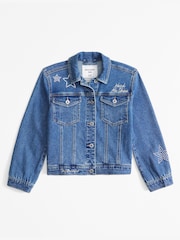 أزرق - سترة بومبر دنيم تلبيس واسع Varsity من Abercrombie & Fitch - صورة 3 من 6