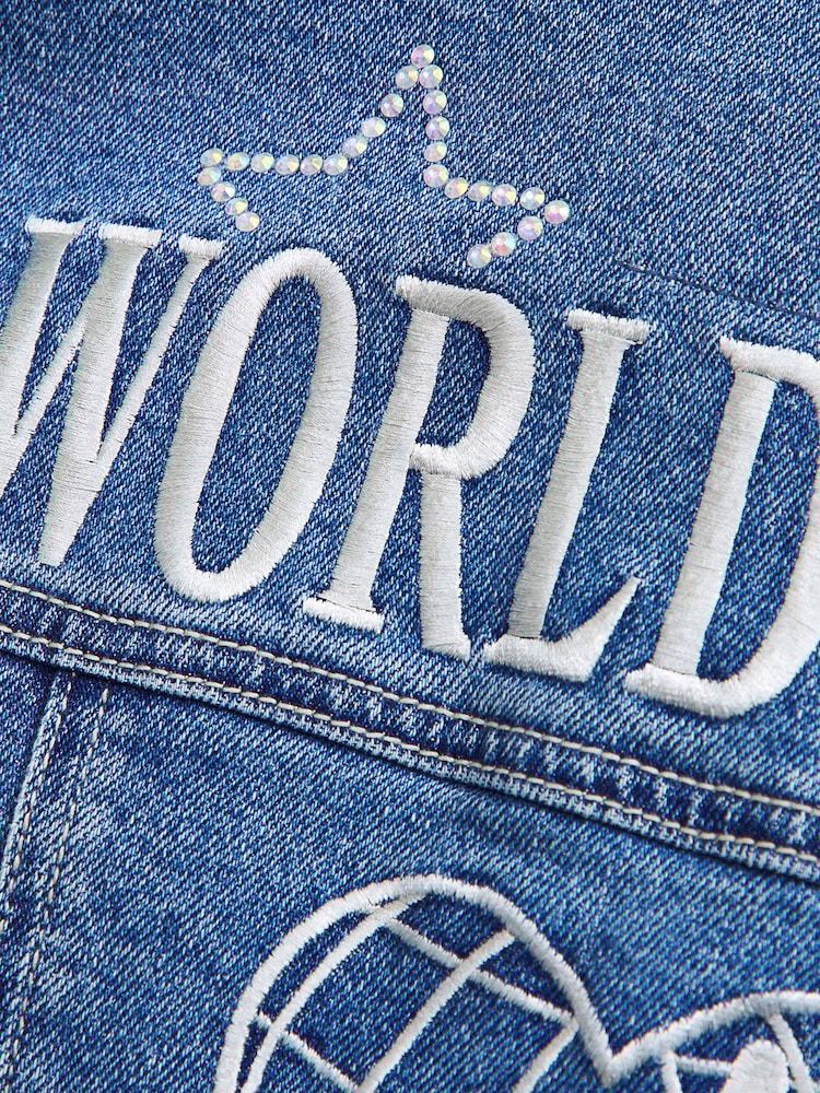 أزرق - سترة بومبر دنيم تلبيس واسع Varsity من Abercrombie & Fitch - صورة 6 من 6