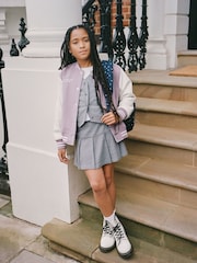 Abercrombie & Fitch Blue Woven Pleated Skirt - Image 1 of 7