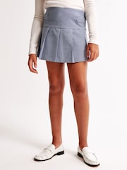Abercrombie & Fitch Blue Woven Pleated Skirt - Image 4 of 7