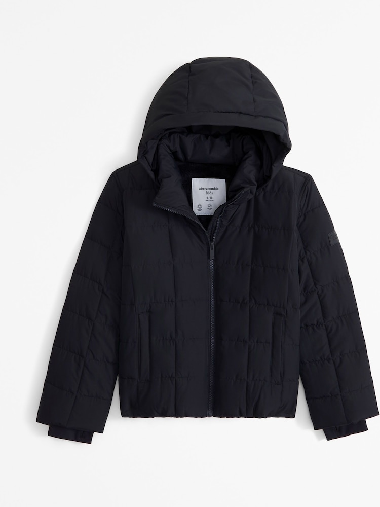 أسود - Abercrombie & Fitch Quilted Puffer Jacket - صورة 1 من 3