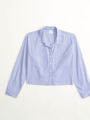 Abercrombie & Fitch Blue Stripe Cropped Shirt - Image 2 of 2