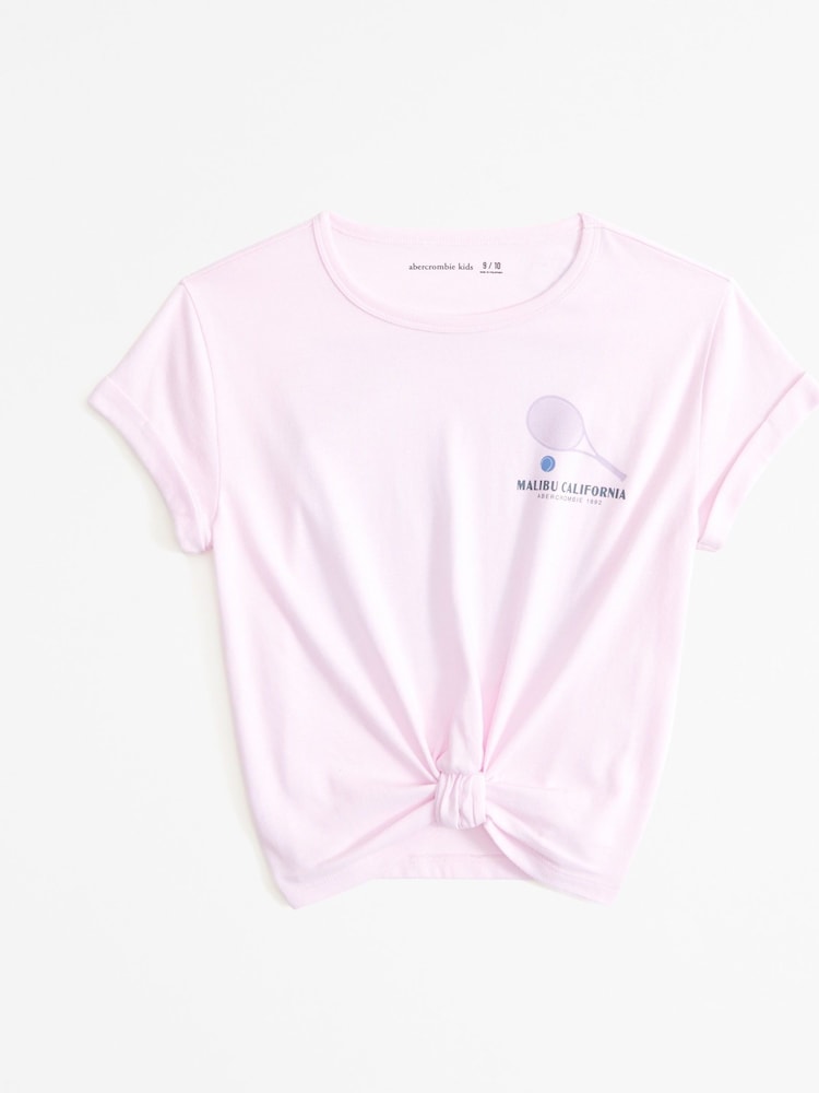 Abercrombie & Fitch Pink California Tennis Cross-Front Logo T-Shirt - Image 1 of 2