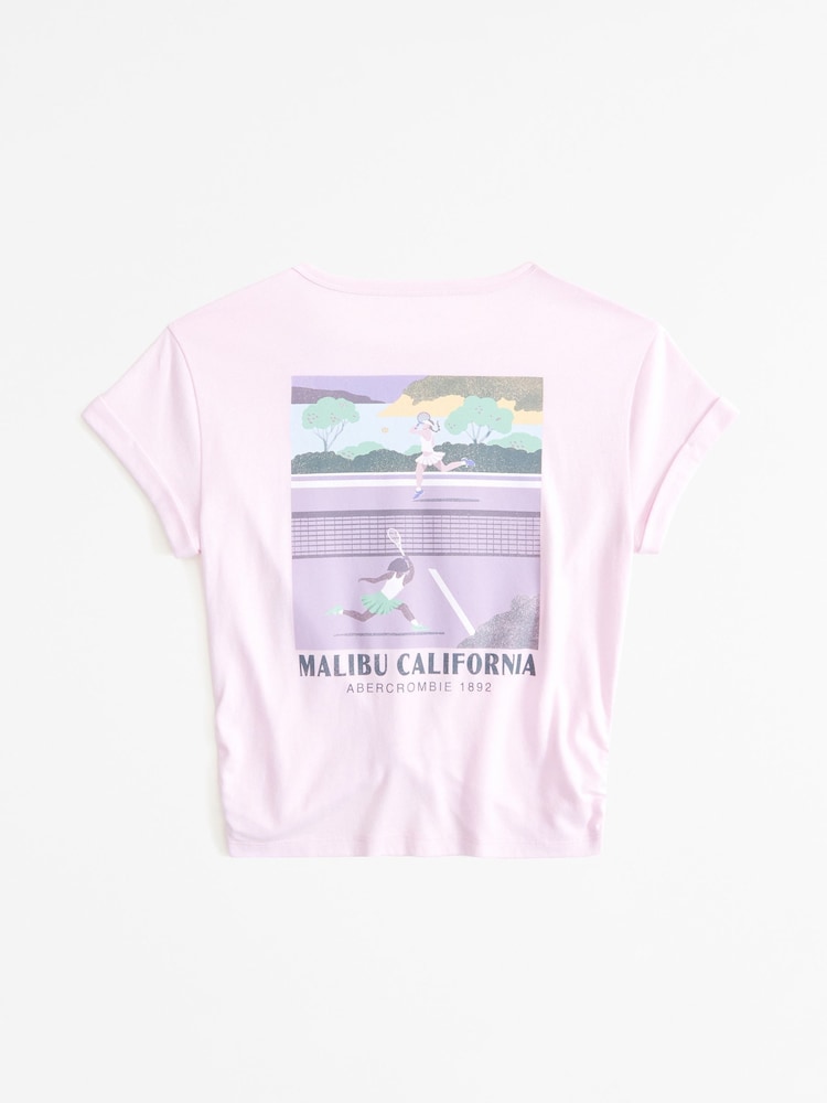 Abercrombie & Fitch Pink California Tennis Cross-Front Logo T-Shirt - Image 2 of 2
