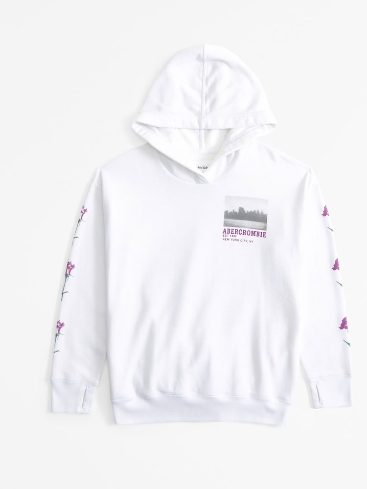 Abercrombie & Fitch Graphic Logo White Hoodie - Image 1 of 3