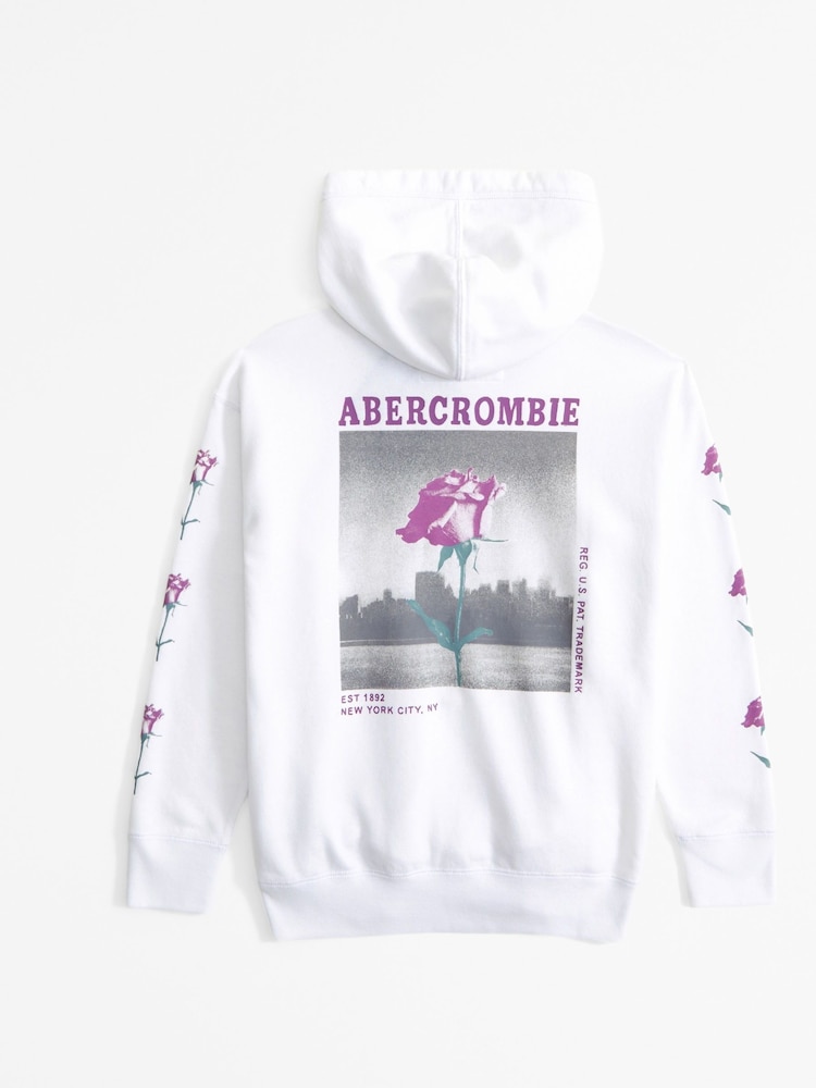 Abercrombie & Fitch Graphic Logo White Hoodie - Image 2 of 3
