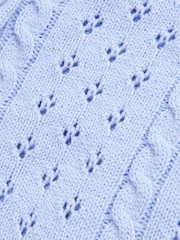 modra - Abercrombie & Fitch okrogli ovratnik; z okroglim ovratnikom Cable Knit kratek; prirezan White pletena jopa - Slika 2 iz 2