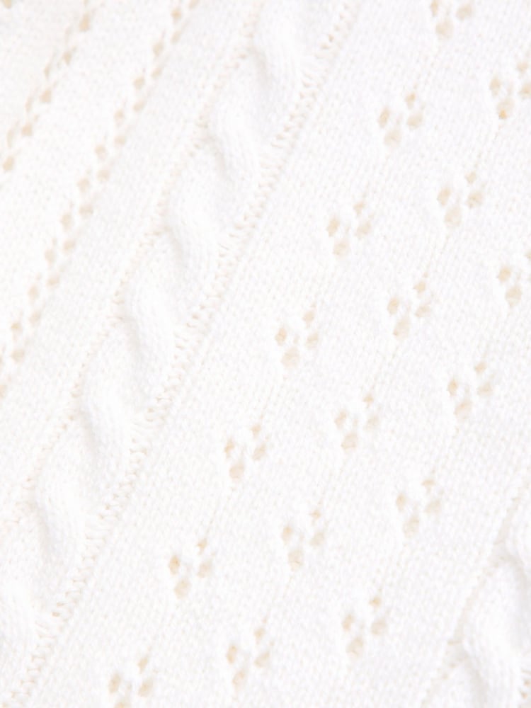 Bela - Abercrombie & Fitch okrogli ovratnik; z okroglim ovratnikom Cable Knit kratek; prirezan White pletena jopa - Slika 2 iz 2 Bela - Abercrombie & Fitch okrogli ovratnik; z okroglim ovratnikom Cable Knit kratek; prirezan White pletena jopa - Slika 2 iz 2