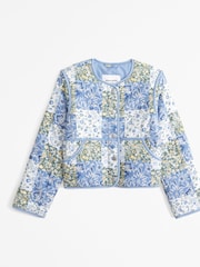 أزرق - Abercrombie & Fitch Green Patchwork Quilted Jacket - صورة 2 من 2