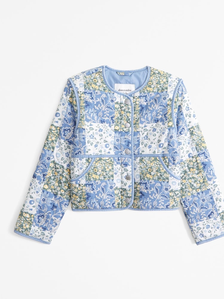 أزرق - Abercrombie & Fitch Green Patchwork Quilted Jacket - صورة 2 من 2