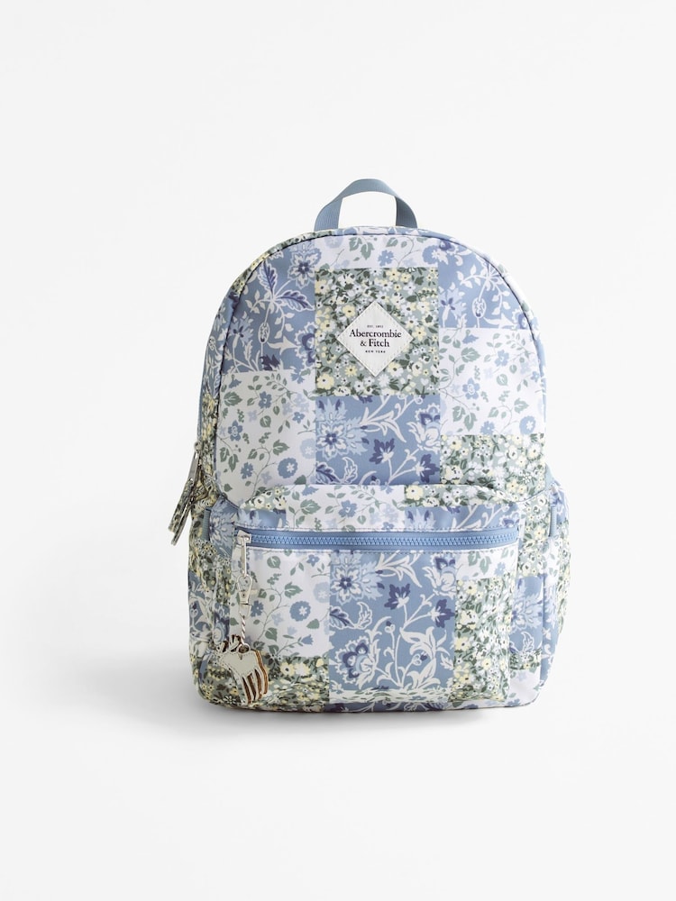 Abercrombie & Fitch Blue Floral Backpack - Image 1 of 1 Abercrombie & Fitch Blue Floral Backpack - Image 1 of 1