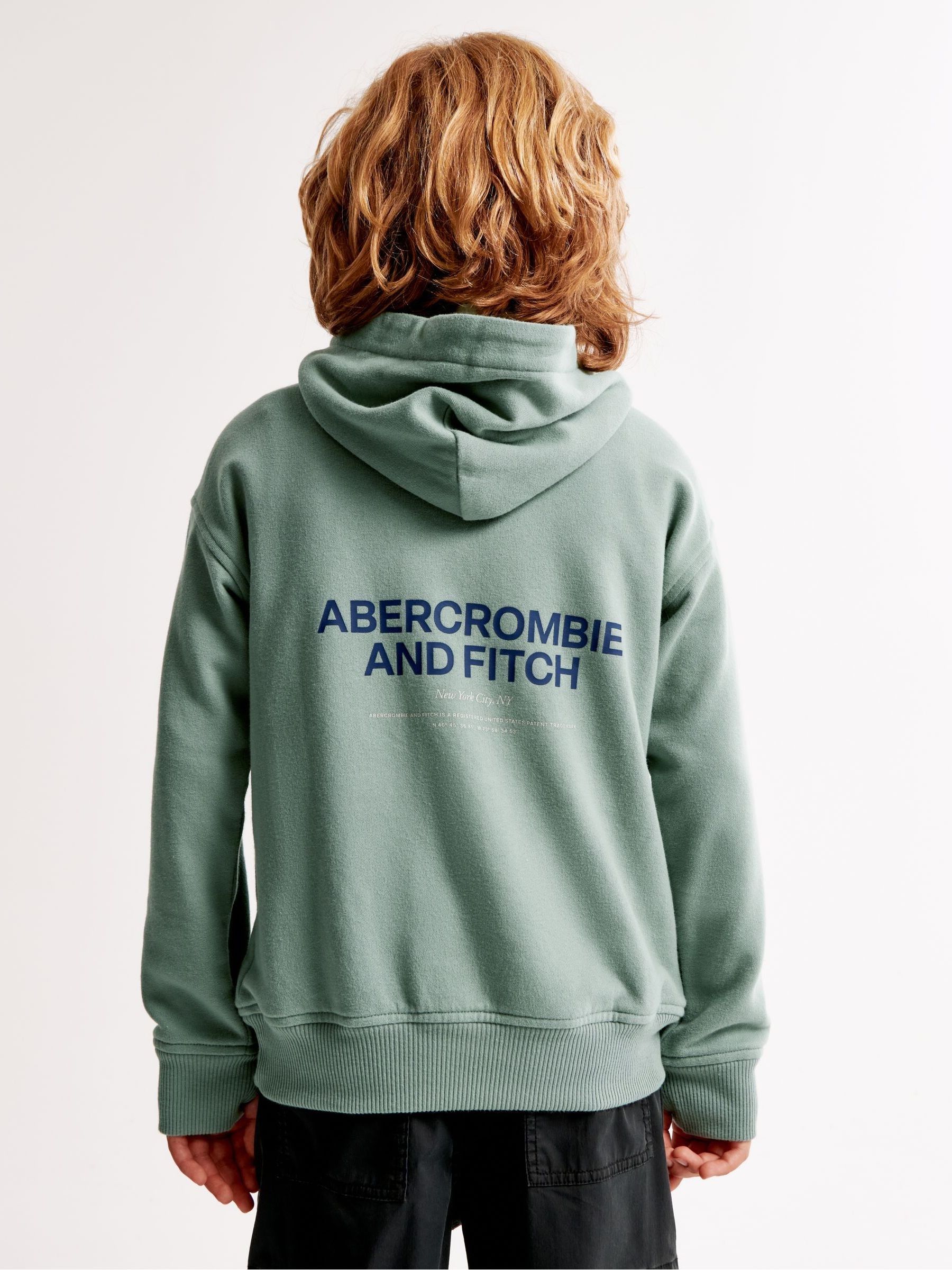 Abercrombie Fitch Green Back Logo Pullover Hoodie 11 12 Yrs Boys