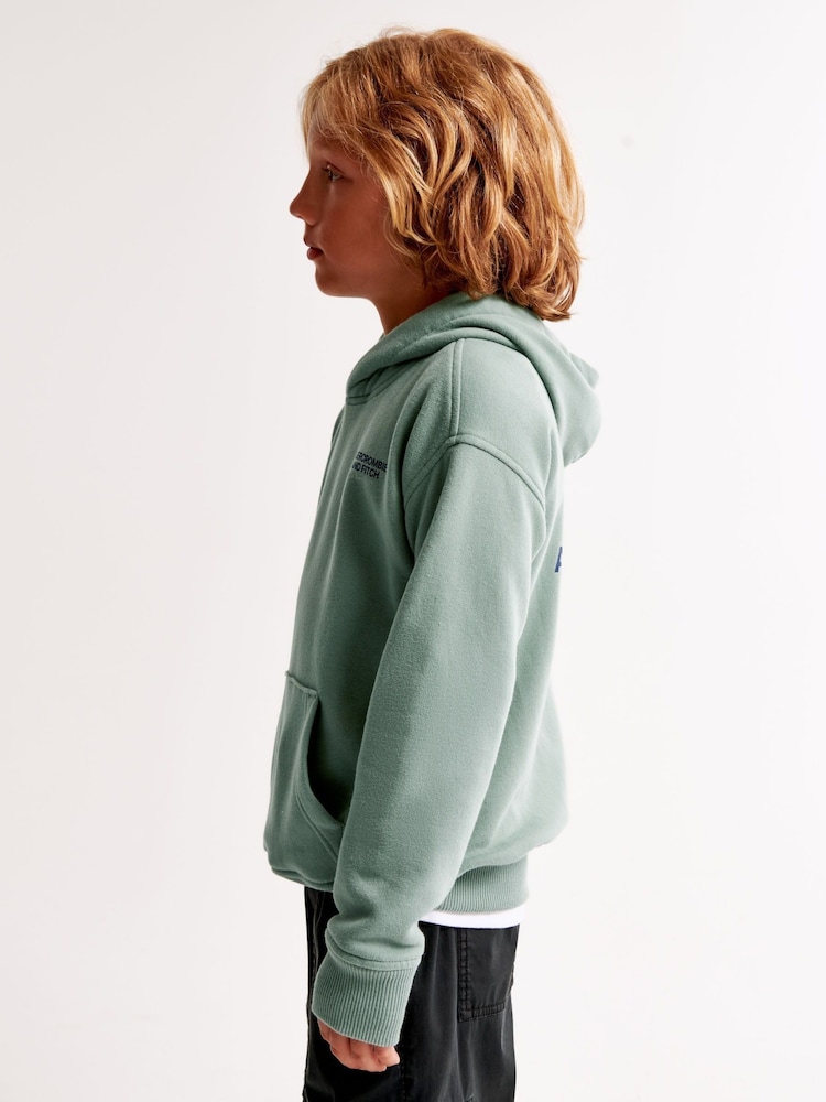 Abercrombie & Fitch Zelená Back Logo Pullover Mikina s kapucí - Image 3 of 9