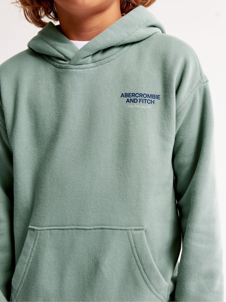 Abercrombie & Fitch Zelená Back Logo Pullover Mikina s kapucí - Image 5 of 9