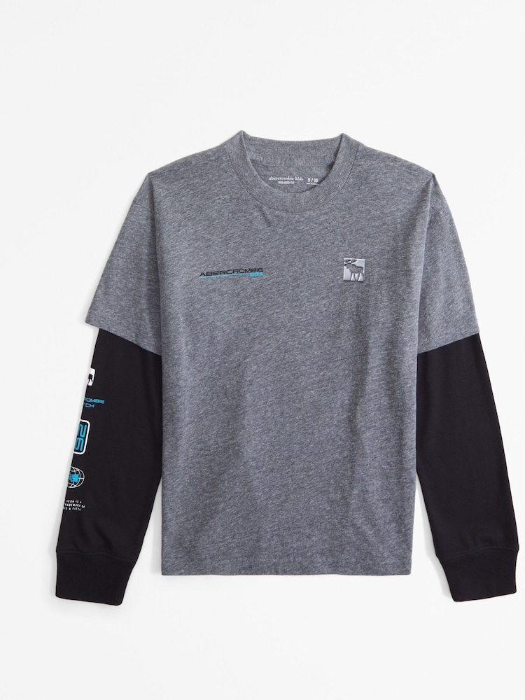 Abercrombie & Fitch Graphic Logo 2 Layer T-Shirt - Image 1 of 2 Abercrombie & Fitch Graphic Logo 2 Layer T-Shirt - Image 1 of 2