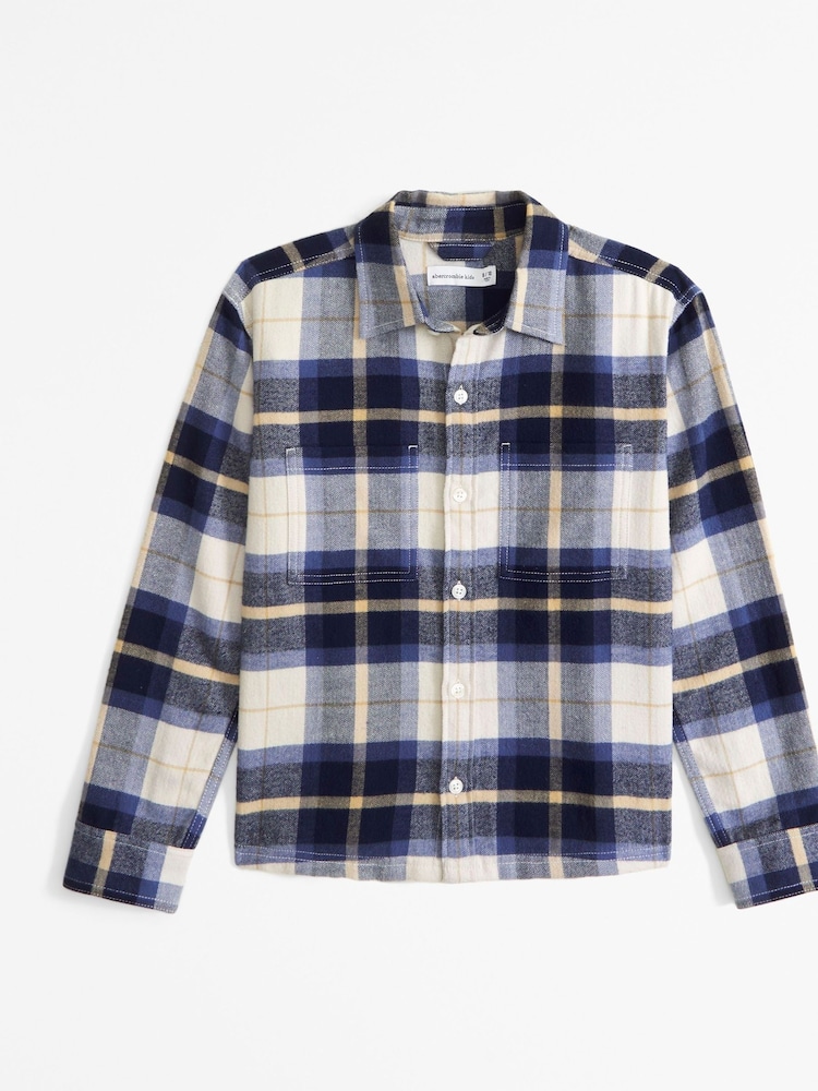 Abercrombie & Fitch Flanell-Kapuzenoberteil mit Reißverschluss und Karomuster in Grün aus 100 % Baumwolle - Bild 1 von 1