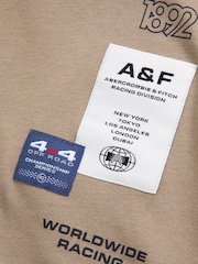 Abercrombie & Fitch Natural Graphic Logo 2 Layer T-Shirt - Image 8 of 8