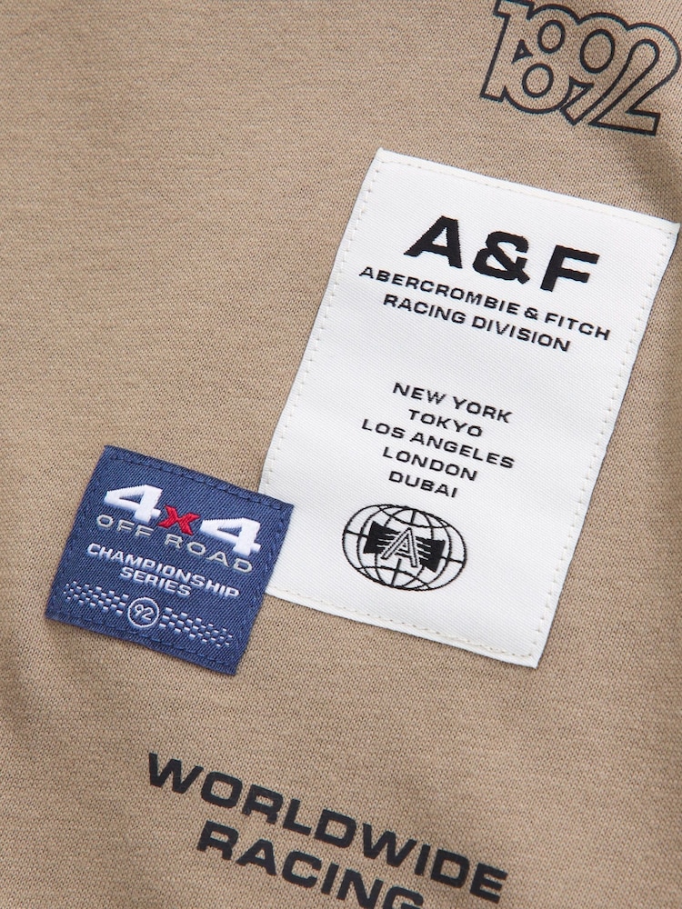Abercrombie & Fitch Natural Graphic Logo 2 Layer T-Shirt - Image 8 of 8