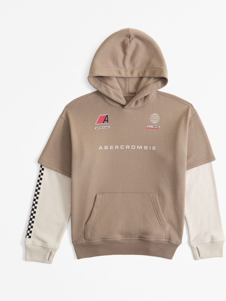Abercrombie & Fitch Racing Logo Pull Over Hoodie - Image 2 of 2 Abercrombie & Fitch Racing Logo Pull Over Hoodie - Image 2 of 2
