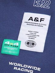 Abercrombie & Fitch Blue Graphic Logo 2 Layer T-Shirt - Image 2 of 2