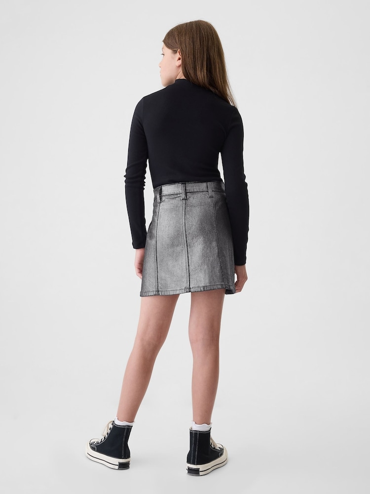 Gap Grey Cargo Foil Denim Skirt (10-13yrs) - Image 2 of 4