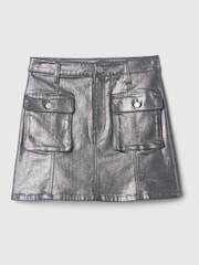 Gap Grey Cargo Foil Denim Skirt (10-13yrs) - Image 3 of 4
