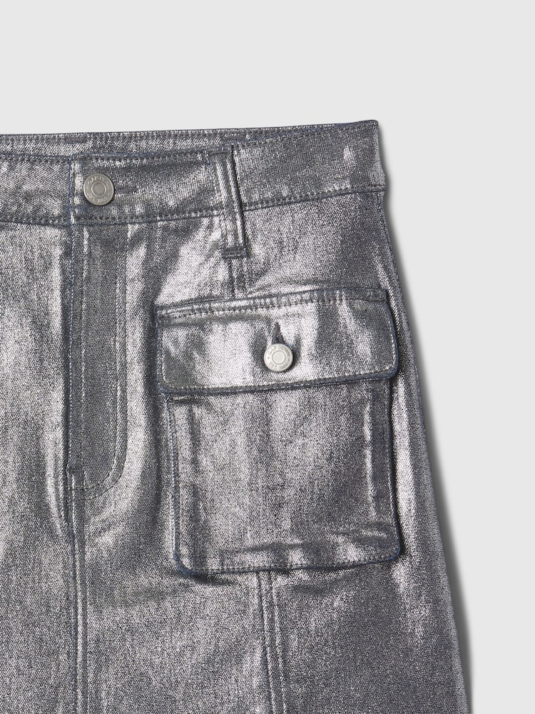 Gap Grey Cargo Foil Denim Skirt (10-13yrs) - Image 4 of 4