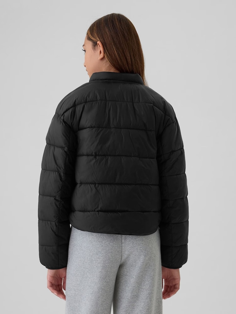 Gap Black Lightweight Mock Neck Puffer Bomber Jacket (4-13yrs) - Image 2 of 5 Gap Black Lightweight Mock Neck Puffer Bomber Jacket (4-13yrs) - Image 2 of 5